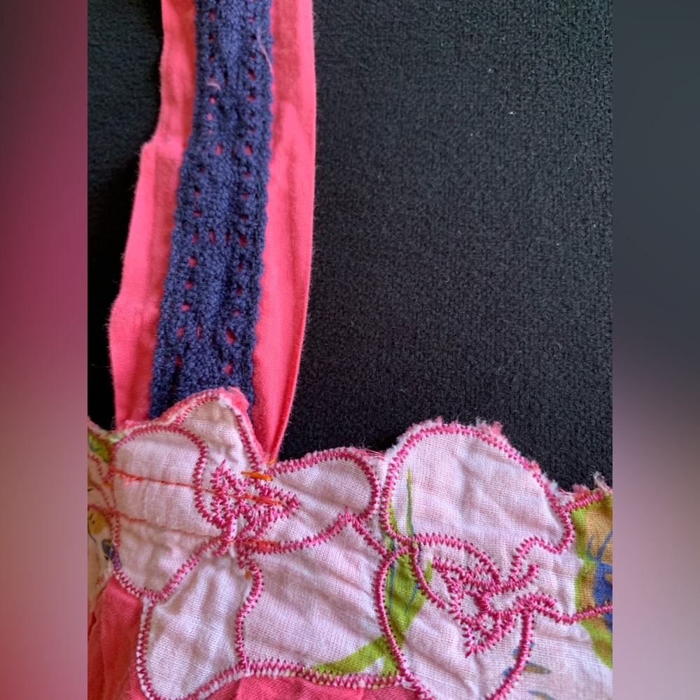 Event hot pink tank with embroidery, eyelet and smocking - Picture 3 of 8